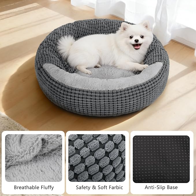 SIWA MARY Small Dog Bed with Attached Blanket, Cozy Donut Cuddler Anti-Anxiety - Image 3