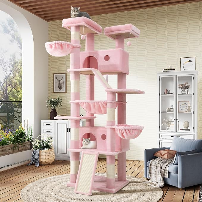 SHA CERLIN 81in Multi-Level Tall Cat Tree Tower by SHACERLIN