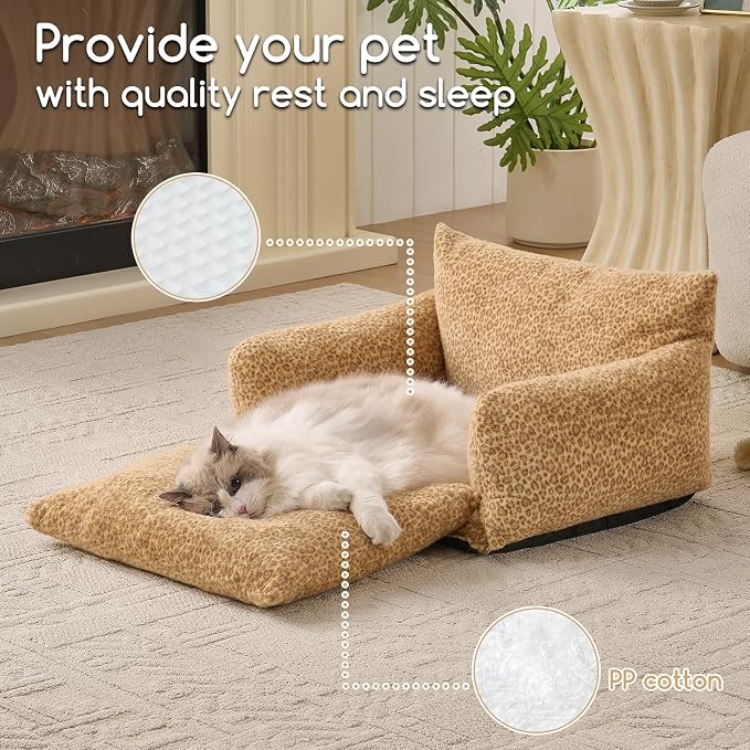 Hollypet Cat Bed Fluffy Plush Mutifuctional Double-Layer Soft Pet Couch - Image 5