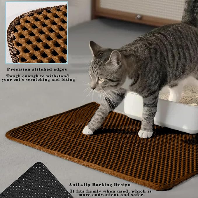 HCY&WLD Cat Litter Mat, Honeycomb Double Layer Cat Litter Trapping Mat - Image 4