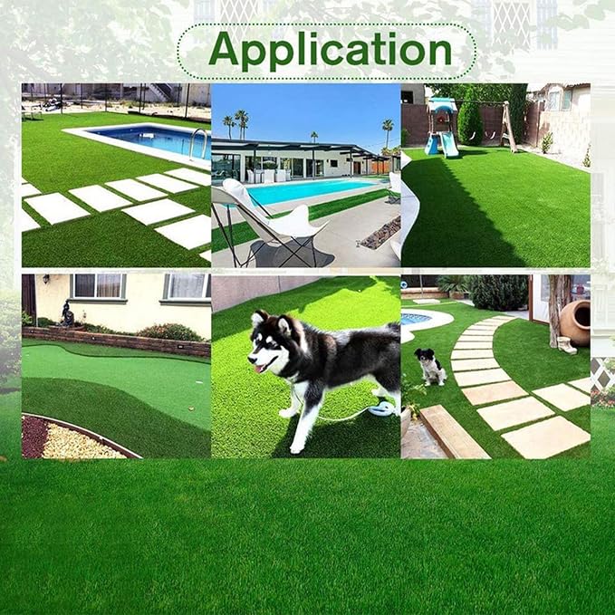 Artificial Grass Rug Outdoor Indoor 14FTX30FT Fake Grass Carpet Green Synthetic - Image 9