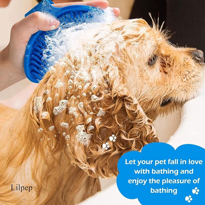 Dog Grooming Brush, Lilpep Pet Shampoo Bath Brush Soothing Massage Rubber Comb - Image 4