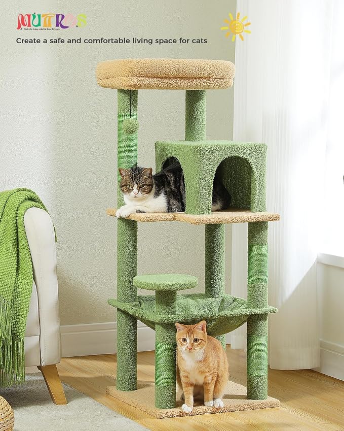 Cactus Cat Tree for Indoor Cats, 45.7" Multi-Level Cat Tower - Image 7