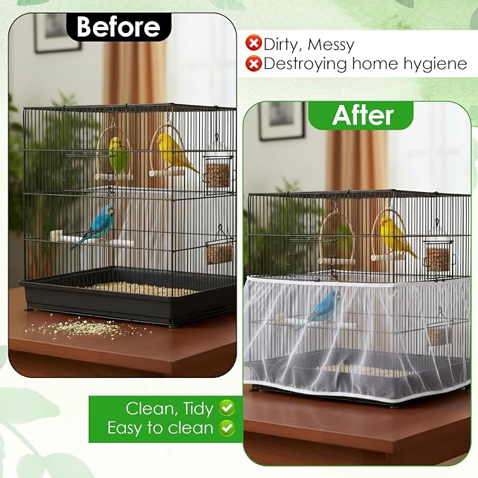 Bird Cage Seed Catcher, Mesh Net Cover Guard Soft Airy Cage Net Stretchy Skirt - Image 4