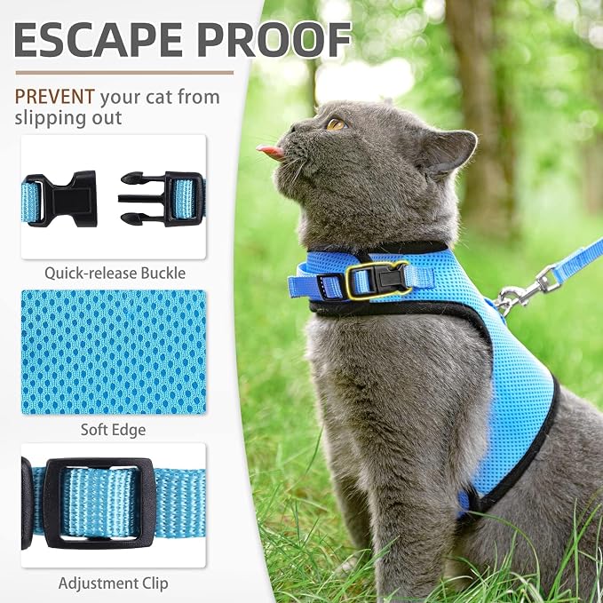 PUPTECK Soft Mesh Cat Vest Harness and Leash Set Puppy Padded Pet Harnesses - Image 3
