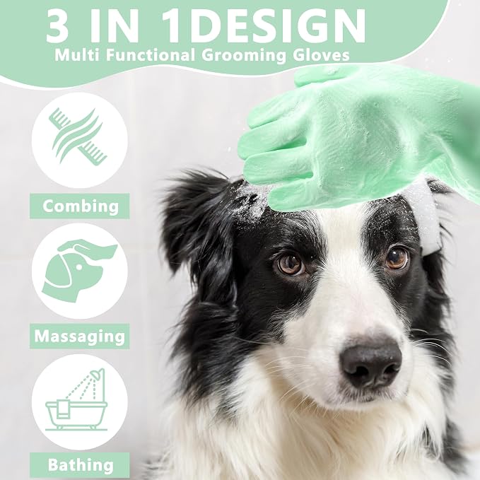 Pet Grooming Gloves—Heat Resistant Dog Washing Gloves - Image 3