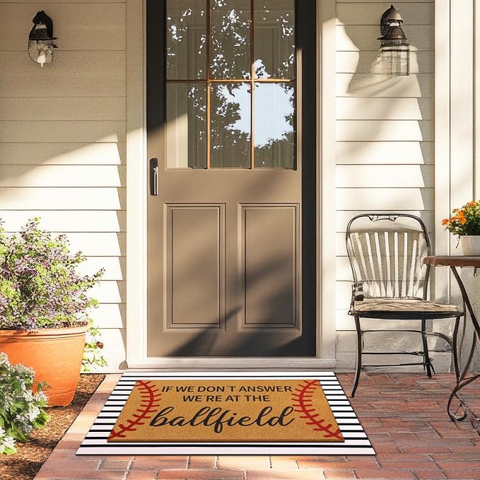 Tinideya 2 Pcs Baseball Door Mat Ballfield Welcome Non Slip Coir Mats Ballfield - Image 6