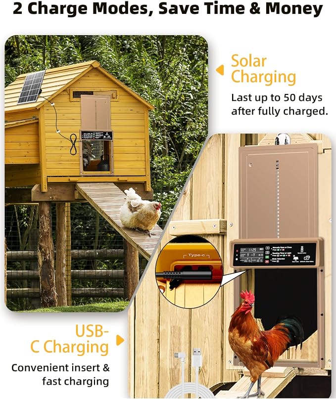 2025 Upgrade 7W Solar Power Chicken Door, Pet Deluxe Automatic Chicken Coop Door - Image 6