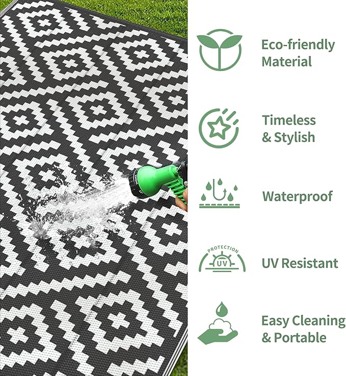 GENIMO 5x8 Outdoor Rug Waterproof, Reversible Mats, Outdoor Area Rug, Plastic - Image 5