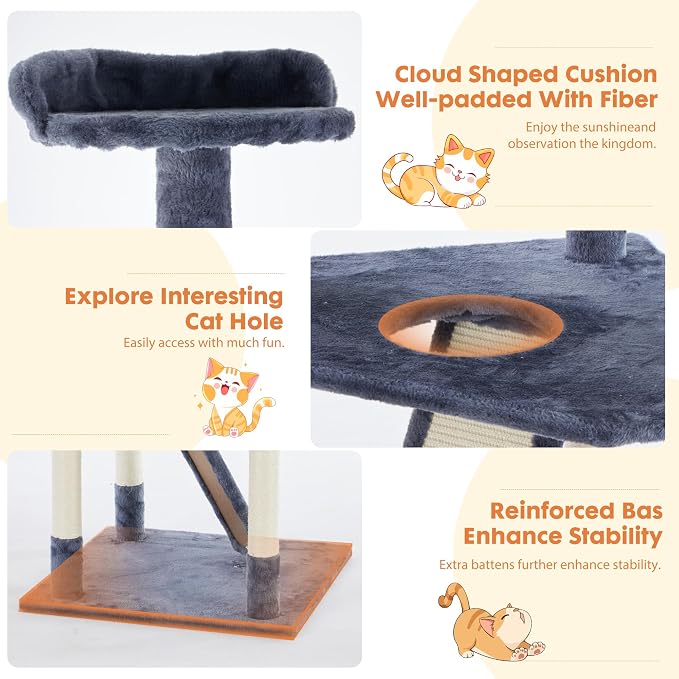 Sweetcrispy 79 inch Cat Tree Tower, Large Multi Level Cats Climbing Tower - Image 5