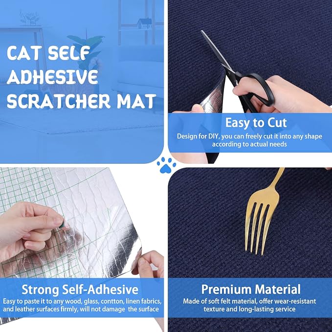 Climbing Cat Scratcher Mat Trimmable Cat Scratching Post Carpet Self Adhesive - Image 3