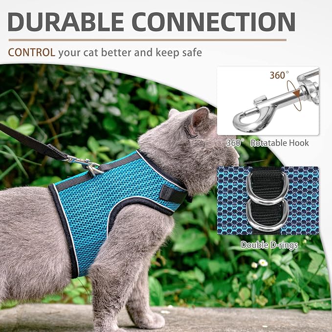 PUPTECK Soft Mesh Cat Vest Harness and Leash Set Puppy Padded Pet Harnesses - Image 6