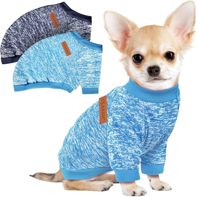 2 Pcs Dog Sweaters for Small Dogs Girl Boy Winter Fleece Clothes Warm Soft Dog by BAOBICUTE