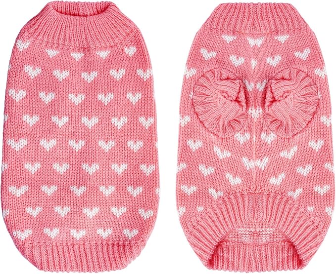 Dxhycc Dog Knitted Sweater Dog Heart Sweater Puppy Sweater Warm Soft Pet - Image 2