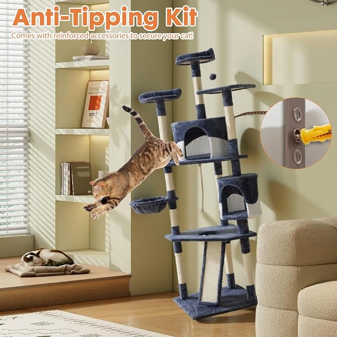 Sweetcrispy 79 inch Cat Tree Tower, Large Multi Level Cats Climbing Tower - Image 6