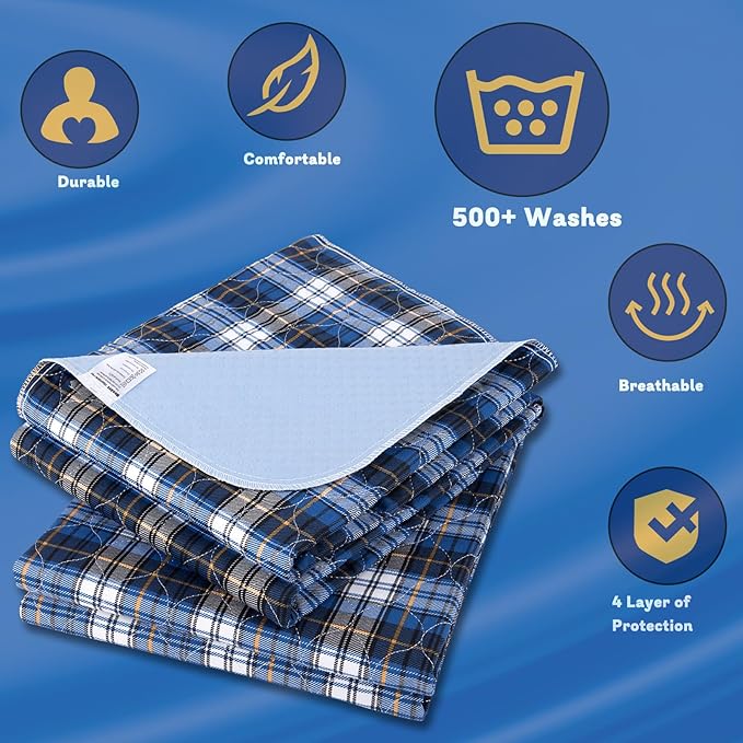 Non-Slip Bed Pads for Incontinence Washable 36" x 72", Waterproof Bed Pads - Image 4