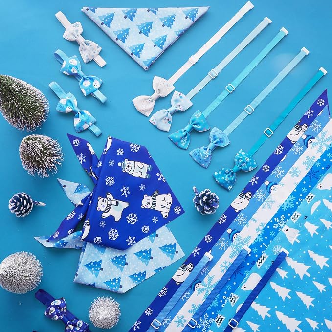 Sanwuta 50 Pcs Winter Dog Bandanas Bulk and Charm Collar Bow Ties Set 25 - Image 5