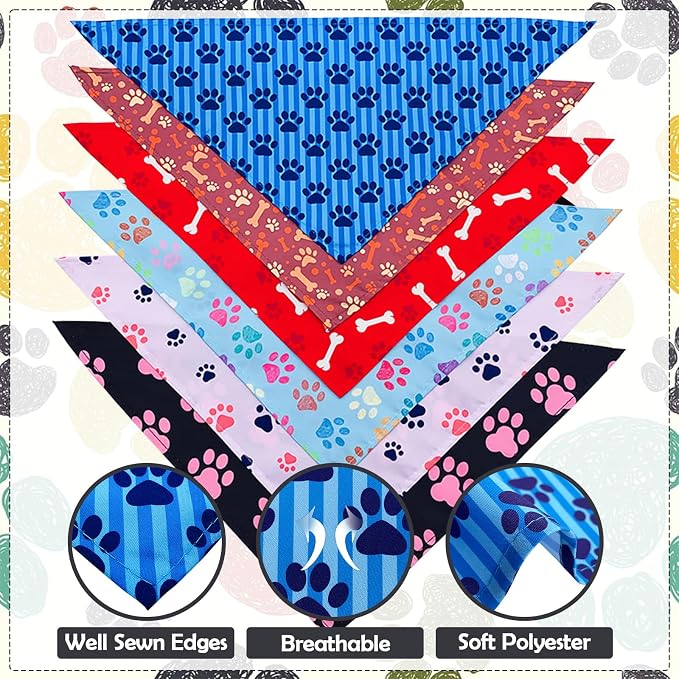 30 Pcs Paw Print Dog Bandanas for Small Dogs Stitch Dog Bandanas Bulk Polyester - Image 4
