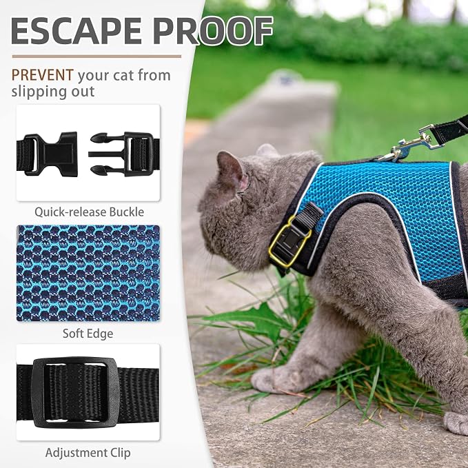 PUPTECK Soft Mesh Cat Vest Harness and Leash Set Puppy Padded Pet Harnesses - Image 3
