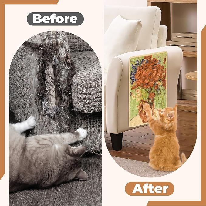Sisal Cat Scratcher Mat, Cat Wall Scratcher - Image 5