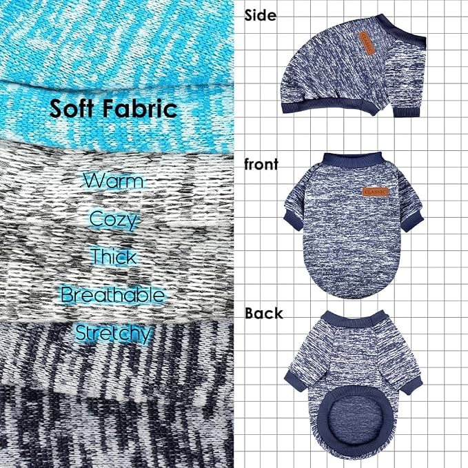 3 Pack Dog Sweaters for Small Dogs Girl Boy Winter Fleece Clothes Warm Soft Dog - Image 5