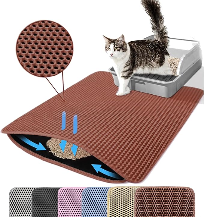 Cat Litter Mat, 24x18 Inches Large Double Layer Honeycomb Cat Litter Trapping by Petinstinct