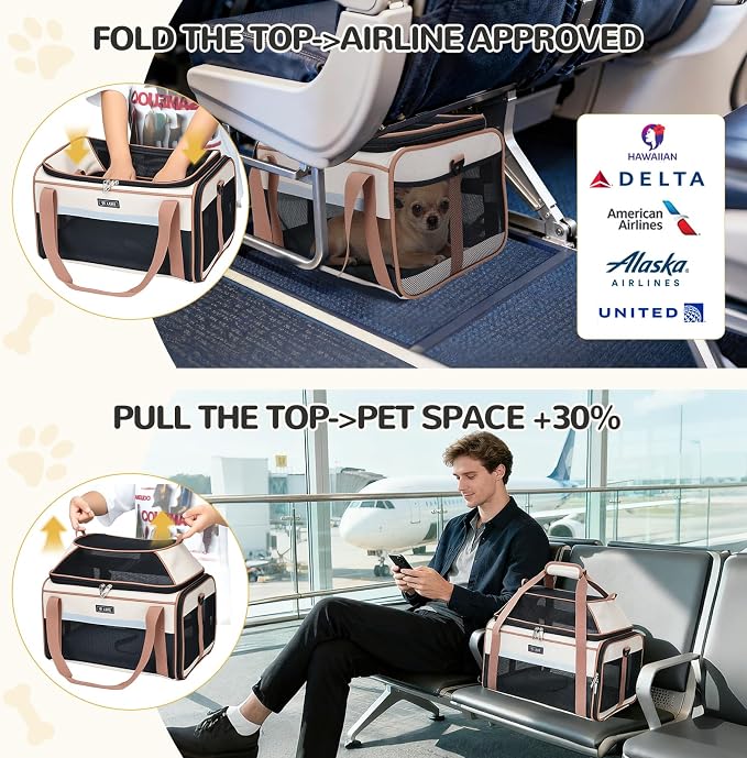 Lekereise Top-Expandable Pet Carrier 17x11x9.5 Inch Alaska Hawaiian Airline - Image 2