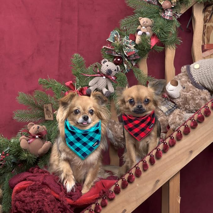 Buffalo Plaid Dog Bandanas Fall Christmas Classic 6PCS Dog Gifts Red Blue Green - Image 5