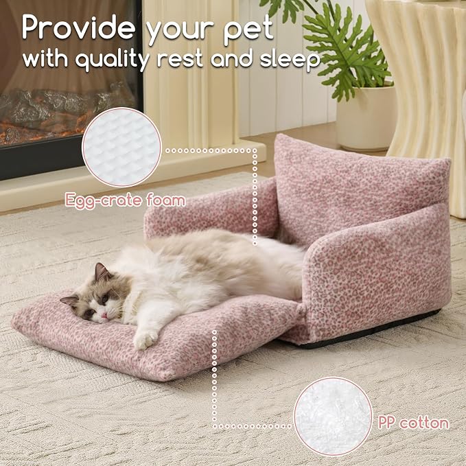 Hollypet Cat Bed Fluffy Plush Mutifuctional Double-Layer Soft Pet Couch - Image 5