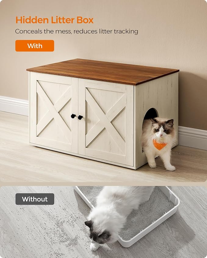 Feandrea Cat Litter Box Enclosure, Litter Box Furniture Hidden - Image 5