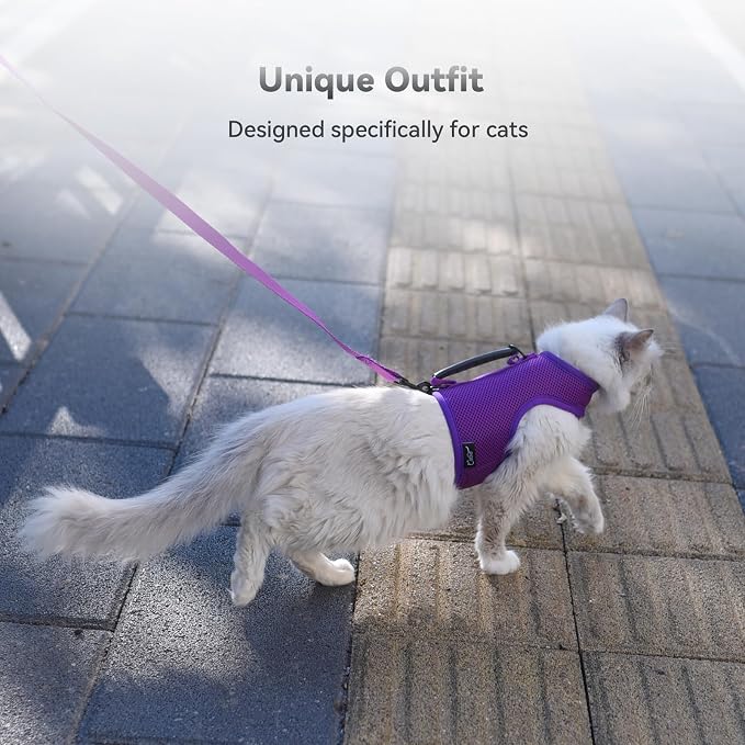 Cat Harness and Leash for Walking Escape Proof Breathable Mesh Fabric, Extra - Image 7