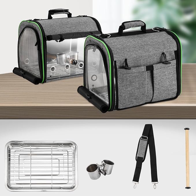 Suertree Bird Carrier Bag Bird Travel Cage Indestructible Stainless Steel Mesh - Image 3