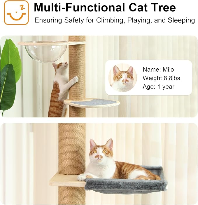 FUKUMARU Floor to Ceiling Cat Tree, 6 Level Adjustable Height Climbing Tower - Image 2