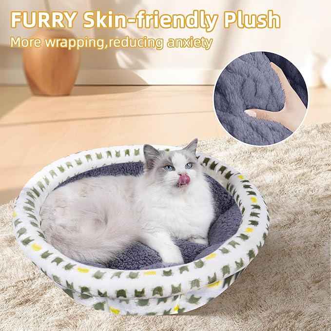 Super Soft Small Dog & Cat Bed, Anti-Anxiety Puppy Cuddler, Cozy Round Fluffy - Image 5
