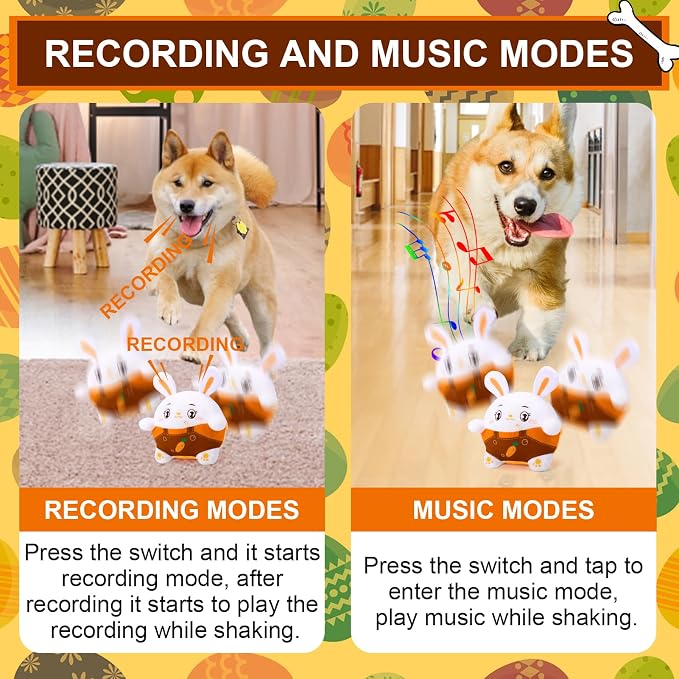 BABORUI Interactive Dog Toys Bunny, Jumping Squeaky Easter Dog Toys - Image 3