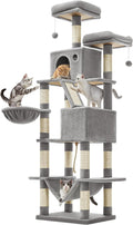 Feandrea Cat Tree, 81.1-Inch Large Cat Tower, 2 Perches, 2 Caves, Light Gray by FeandreabySONGMICSHOME