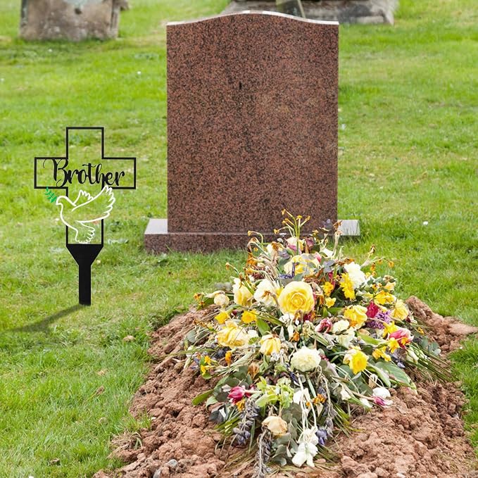 BUoonyer Garden Stake Graves Cemetery Decorations, Brother Metal Memorial Grave - Image 5