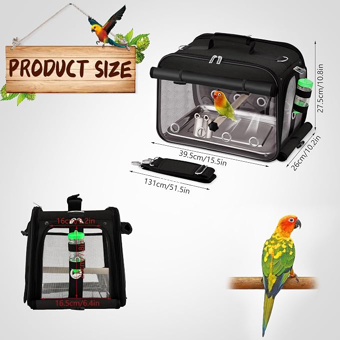 Suertree Bird Carrier Airline Approved, Bird Travel Cage - Image 6