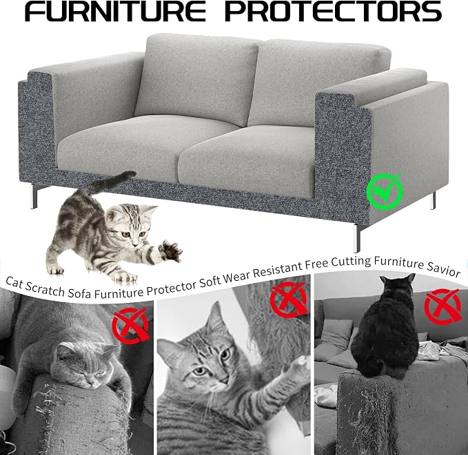 2 Pcs Total 78.8"x15.8" Cat Scratch Mat, Cat Scratch Couch Furniture Protector - Image 3