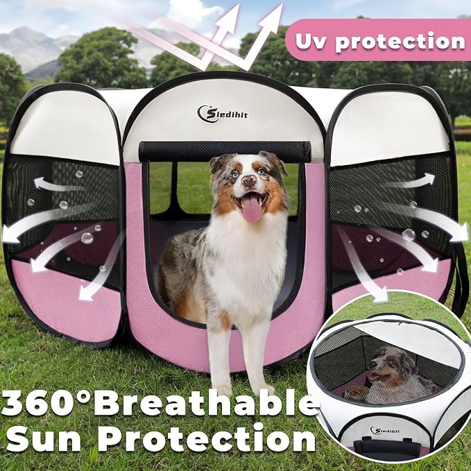 Pink Puppy Playpen for Large Dog Cat, Dog Tent Crates Cage Indoor/Outdoor - Image 6