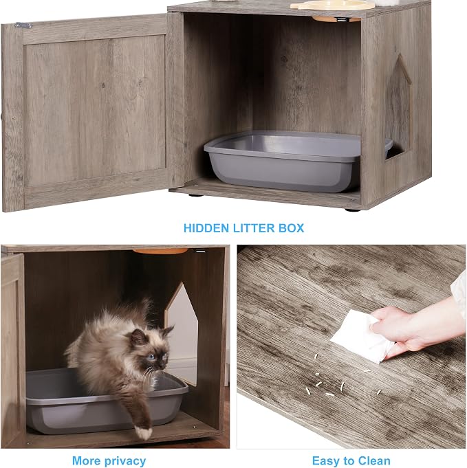 Hey-brother Cat Tree with Litter Box Enclosure, All-in-one Cat Tower - Image 6