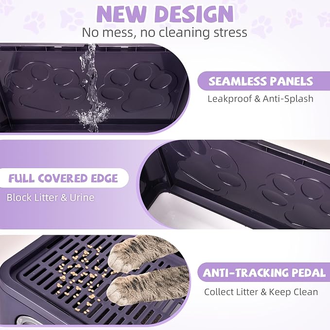 Cat Litter Box with Litter Mat, Foldable Extra Large Free in and Out/One-Way - Image 5