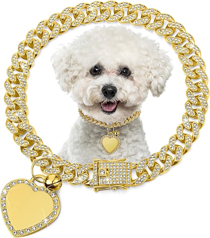 Hillban Dog Chain Gold-Plated Diamond Collar by Hillban