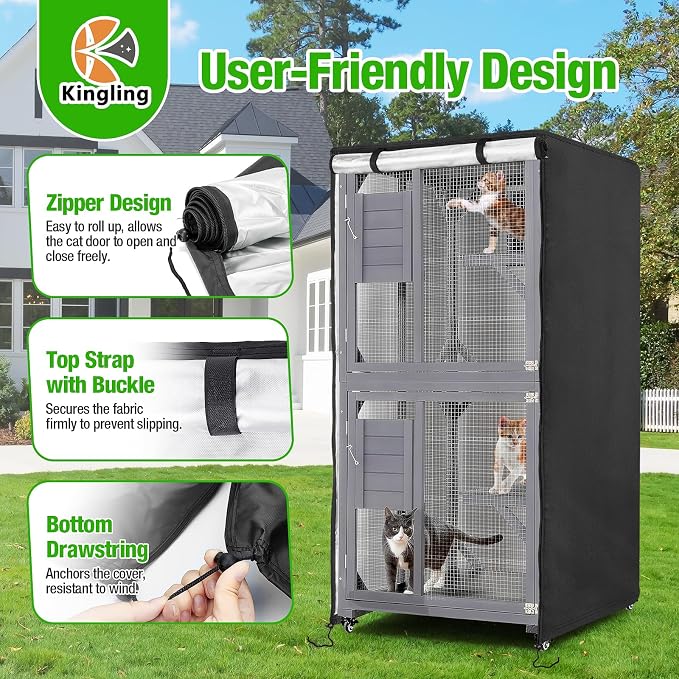 Kingling Outdoor Cat House Cover, Waterproof and Dustproof Protection Cover - Image 4
