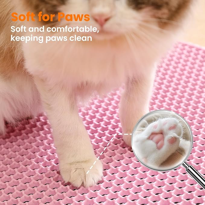 Extra Large Cat Litter Mat, 30x22 Inches Honeycomb Double Layer Cat Litter - Image 7
