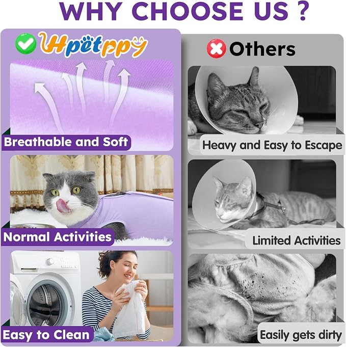 Cat Recovery Suit for Spay Abdominal Wound, Breathable Kitten Onesie for Cats - Image 8
