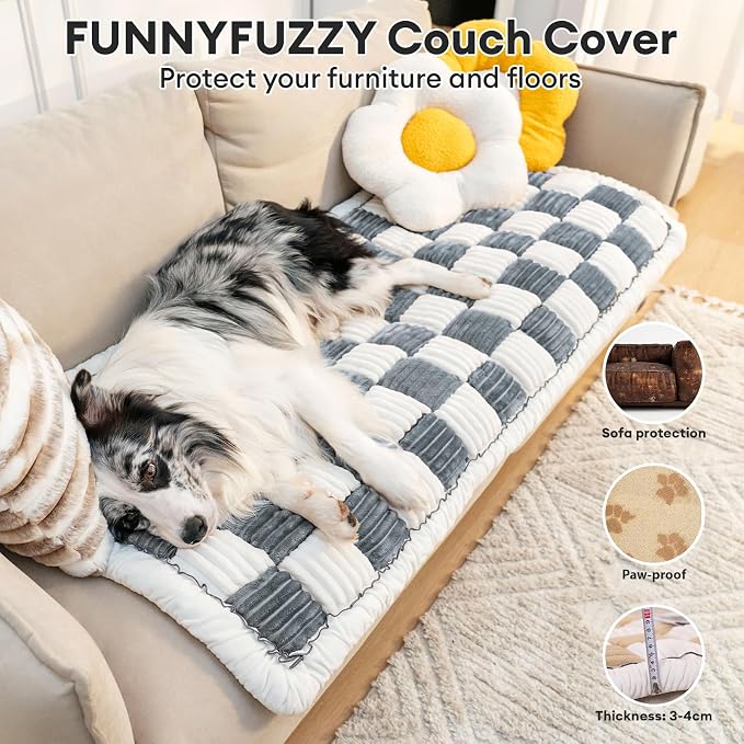 FUNNY FUZZY Pet Couch Covers for Sofa, Couch Covers for Dogs Washable Dog Couch - Image 2