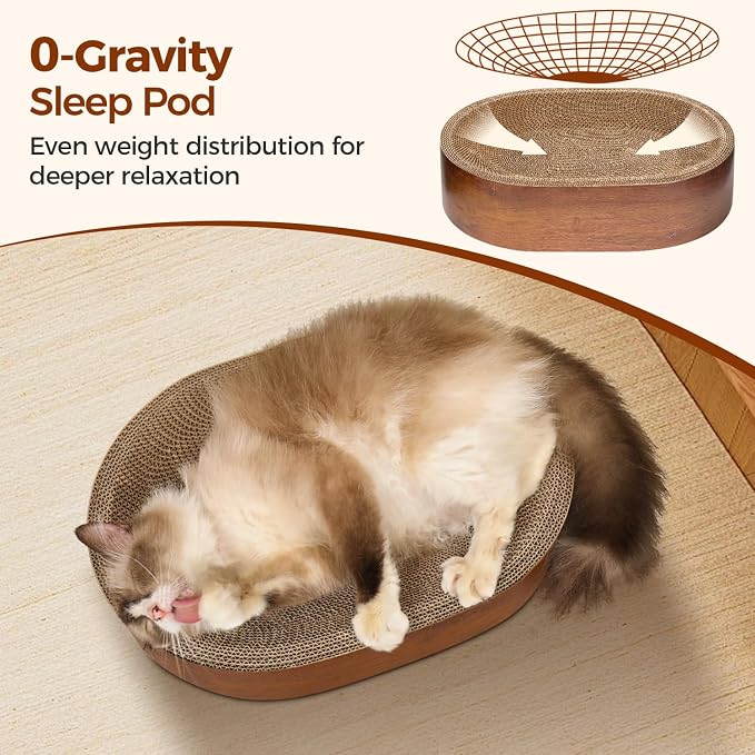 ComSaf Cat Scratcher Bed, Durable Cat Scratching Board, Oval Cat Scratch Pad - Image 2