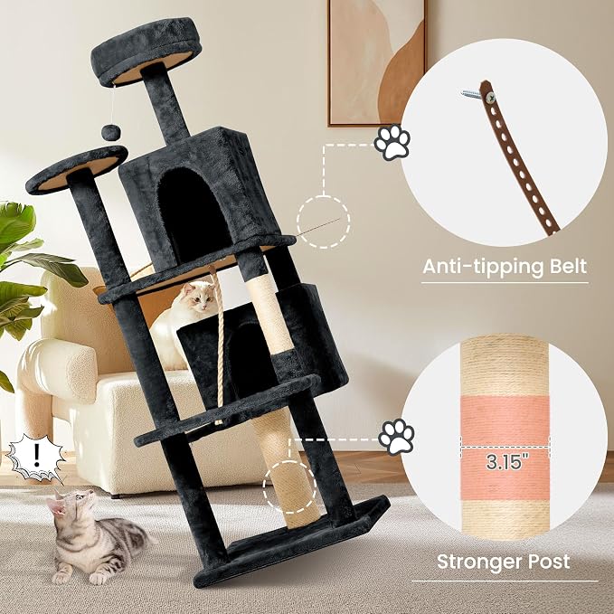 58.5inch Large Cat Tree Tower Condo - Image 5