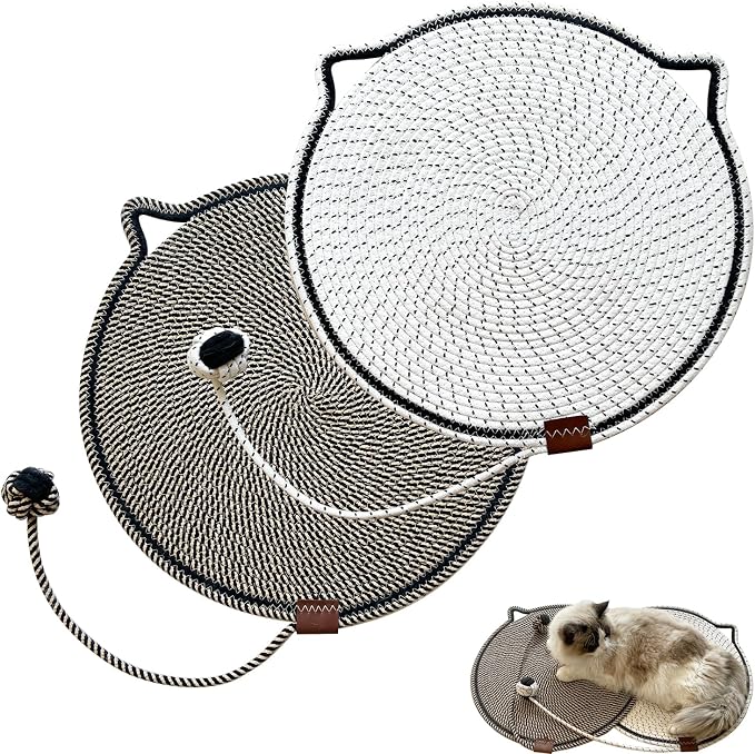 Cat Scratcher Mat Natural Cotton Rope Cat Scratching Pad, Large Size Scratching by CoveCozy